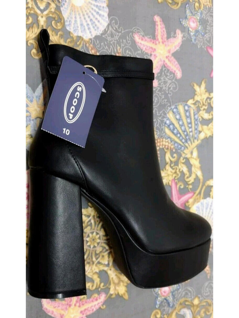 Scoop Size 10 Black Platform Boots NEW IN BOX DISCO EMO GOTH CHIC URBAN COWGIRL